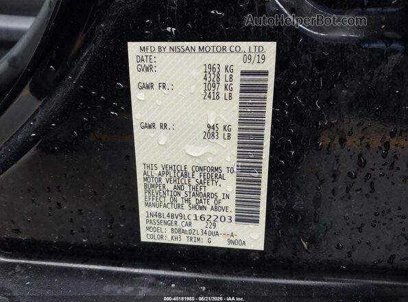1N4BL4BV9LC162203 2020 NISSAN ALTIMA Black Շարժիչի բաժամունքի տեսք