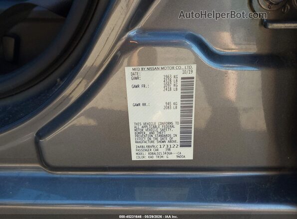 1N4BL4BV9LC173122 2020 NISSAN ALTIMA Серый 
