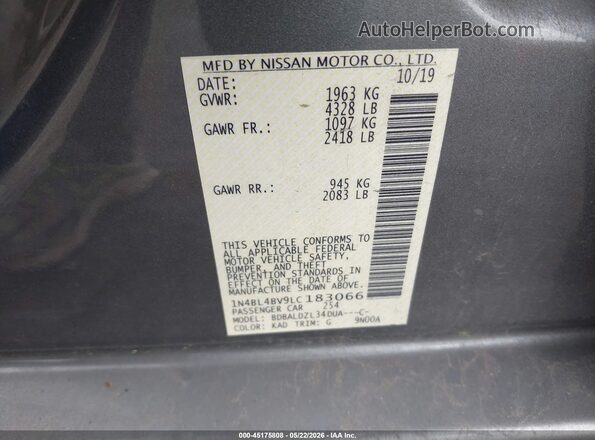1N4BL4BV9LC183066 2020 NISSAN ALTIMA Gray Вид підкапотного простору