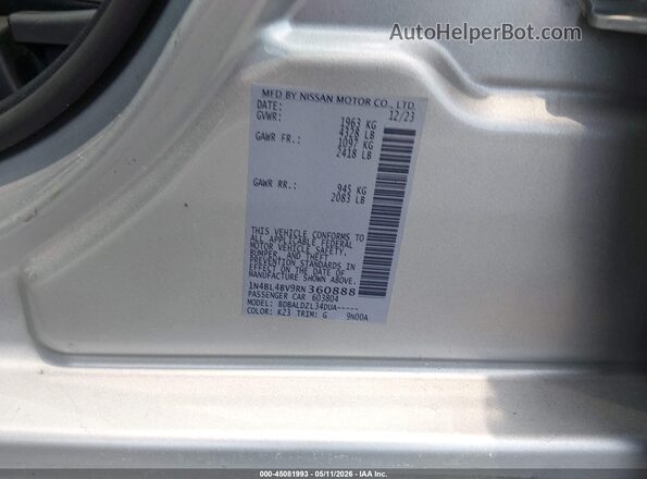 1N4BL4BV9RN360888 2024 NISSAN ALTIMA Silver Engine compartment view
