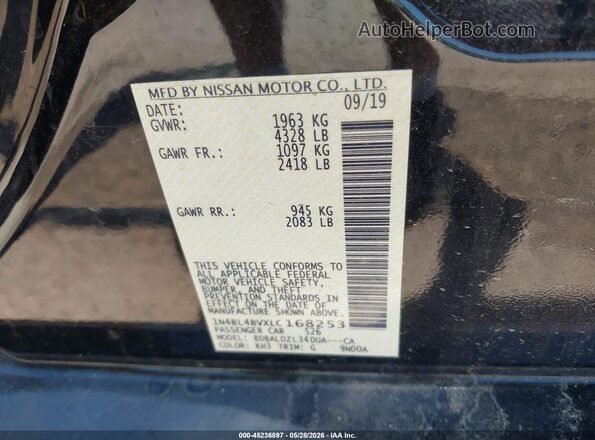 1N4BL4BVXLC168253 2020 NISSAN ALTIMA Черный Вид подкапотного пространства