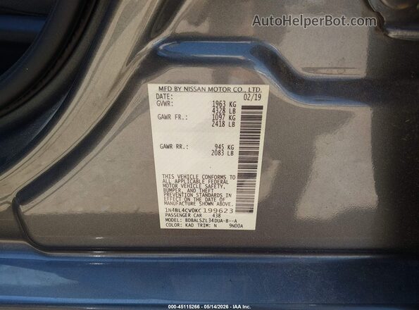 1N4BL4CV0KC199623 2019 NISSAN ALTIMA Black Շարժիչի բաժամունքի տեսք