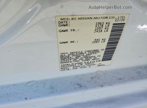 1N4BL4CV0MN341038 2021 NISSAN ALTIMA White Engine compartment view