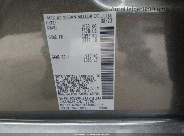 1N4BL4CV1RN307830 2024 NISSAN ALTIMA Gray Vista del compartimento del motor
