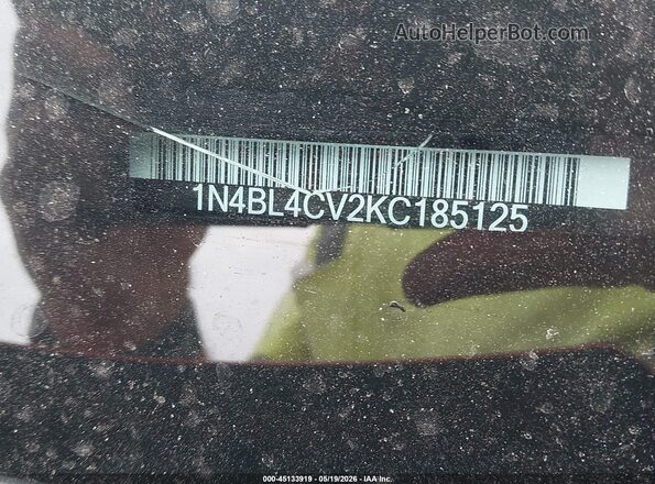 1N4BL4CV2KC185125 2019 NISSAN ALTIMA Orange Вид підкапотного простору