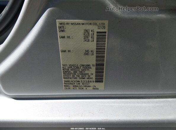 1N4BL4CV2MN335869 2021 NISSAN ALTIMA Silver Widok komory silnika