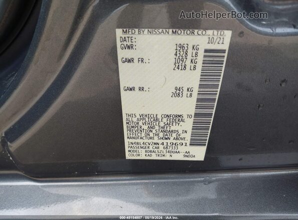1N4BL4CV2MN419691 2021 NISSAN ALTIMA Gray 