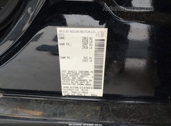 1N4BL4CV3NN354903 2022 NISSAN ALTIMA Black Вид підкапотного простору