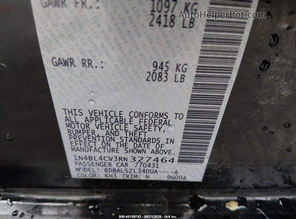 1N4BL4CV3RN327464 2024 NISSAN ALTIMA Black Engine compartment view