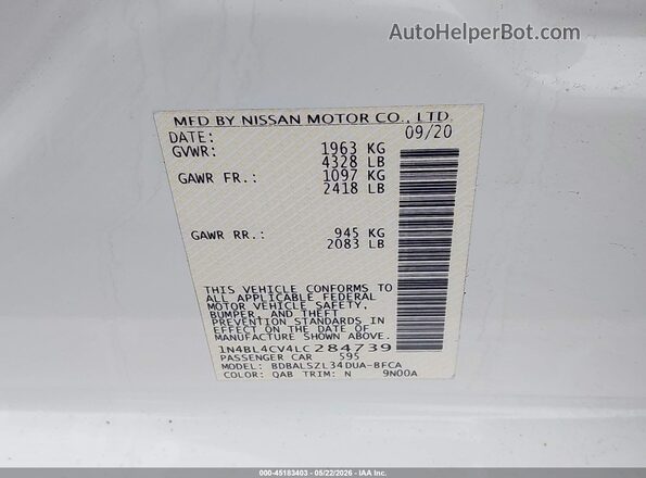 1N4BL4CV4LC284739 2020 NISSAN ALTIMA White 