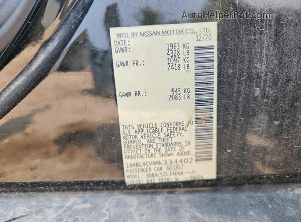 1N4BL4CV4MN334402 2021 NISSAN ALTIMA Black VIN կոդի պիտակի տեսք