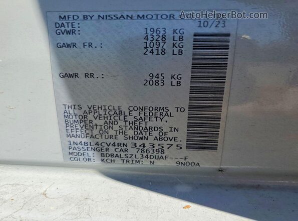 1N4BL4CV4RN343575 2024 NISSAN ALTIMA Gray Engine compartment view