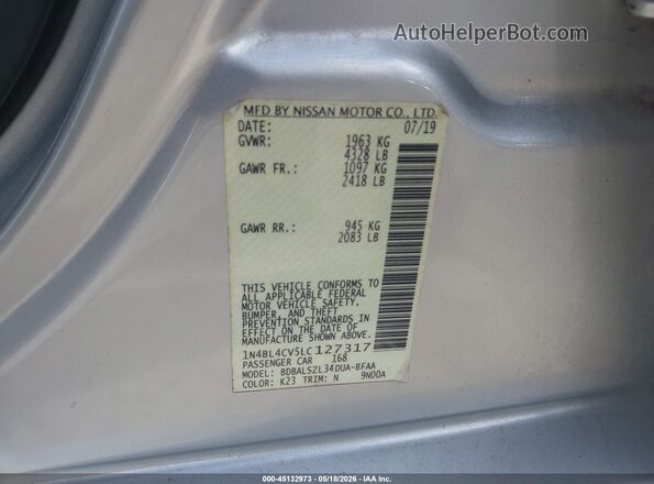1N4BL4CV5LC127317 2020 NISSAN ALTIMA Серебряный Вид подкапотного пространства