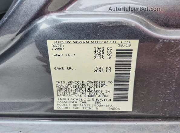 1N4BL4CV5LC158504 2020 NISSAN ALTIMA Gray 