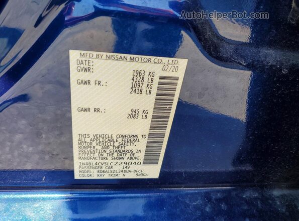 1N4BL4CV5LC229040 2020 NISSAN ALTIMA Blue 