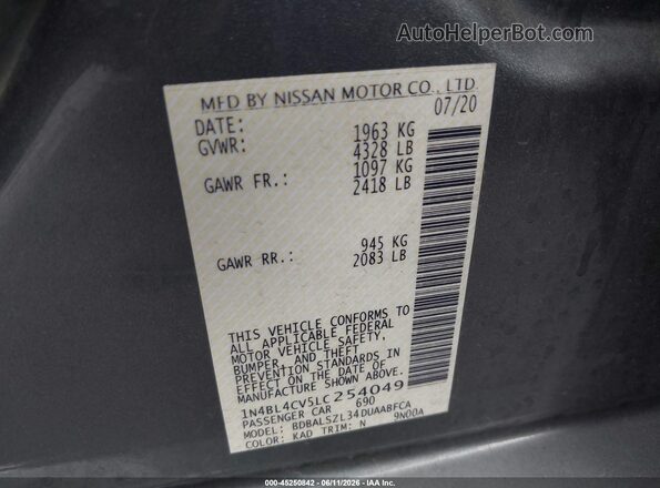 1N4BL4CV5LC254049 2020 NISSAN ALTIMA Gray 