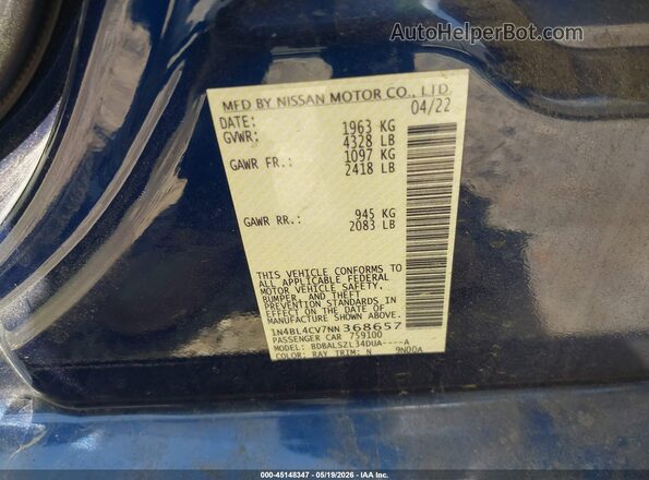 1N4BL4CV7NN368657 2022 NISSAN ALTIMA Синий Вид подкапотного пространства