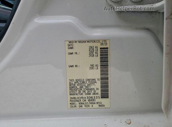 1N4BL4CV9LN306335 2020 NISSAN ALTIMA White 