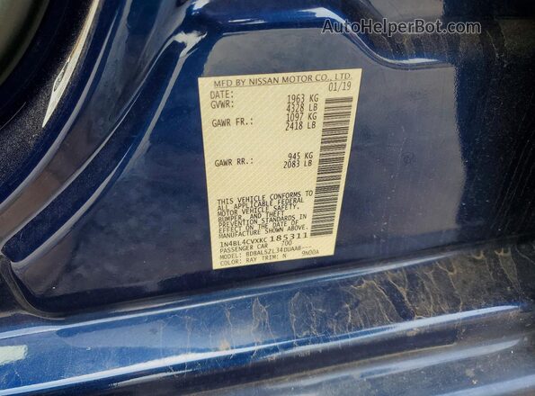1N4BL4CVXKC185311 2019 NISSAN ALTIMA Blue Вид підкапотного простору