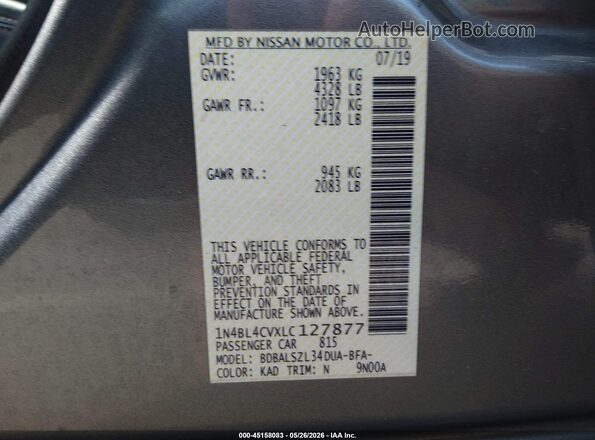 1N4BL4CVXLC127877 2020 NISSAN ALTIMA Gray Engine compartment view