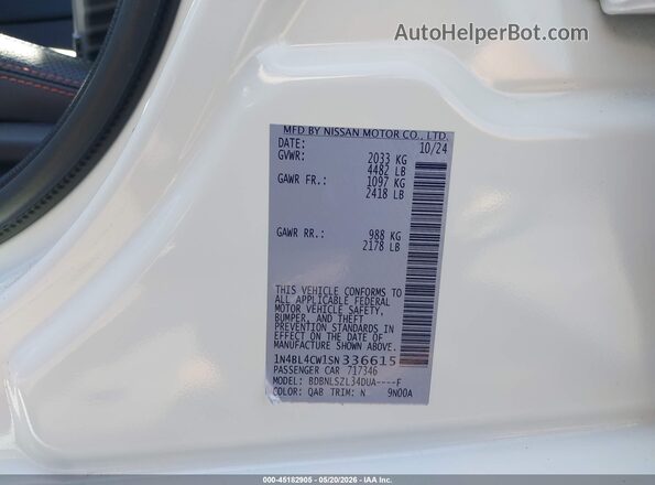1N4BL4CW1SN336615 2025 NISSAN ALTIMA Белый Вид подкапотного пространства
