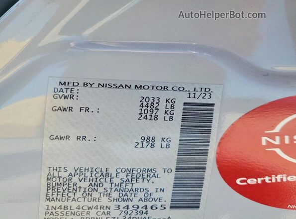 1N4BL4CW4RN349465 2024 NISSAN ALTIMA Blue 