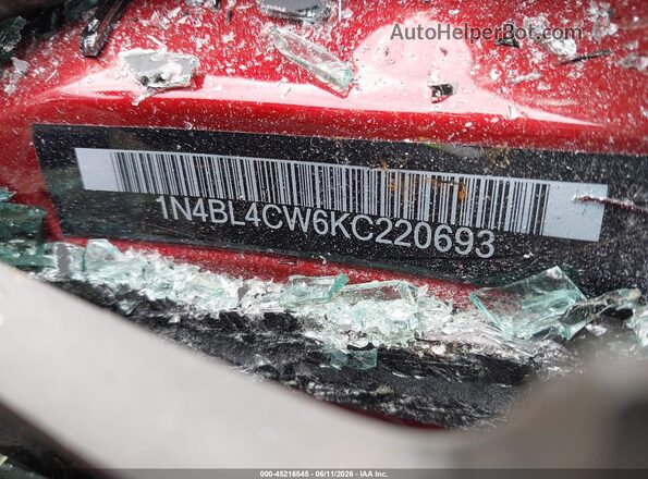 1N4BL4CW6KC220693 2019 NISSAN ALTIMA Burgundy Вид підкапотного простору