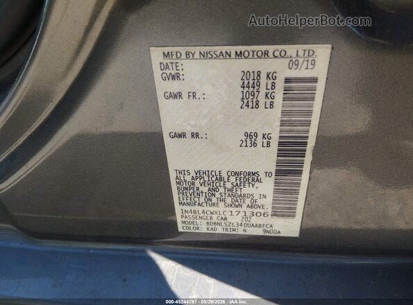 1N4BL4CWXLC171306 2020 NISSAN ALTIMA Серый 
