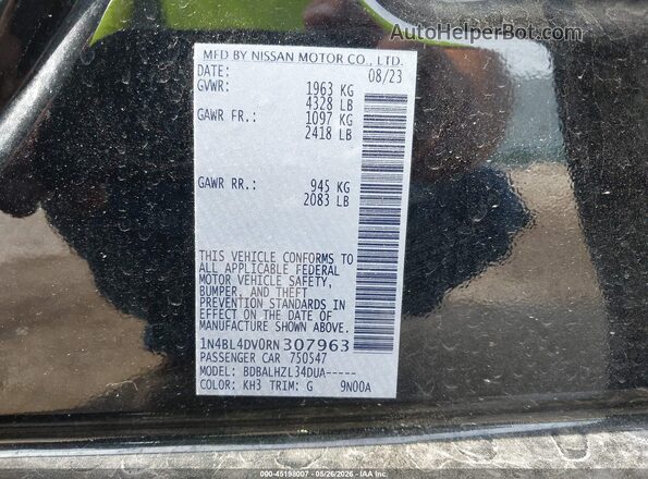 1N4BL4DV0RN307963 2024 NISSAN ALTIMA Black ძრავის განყოფილების ხედი