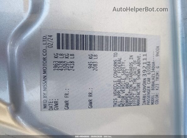 1N4BL4DV0RN392111 2024 NISSAN ALTIMA Silver 