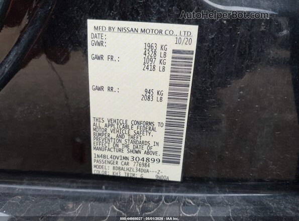 1N4BL4DV1MN304899 2021 NISSAN ALTIMA Black Vista del compartimento del motor