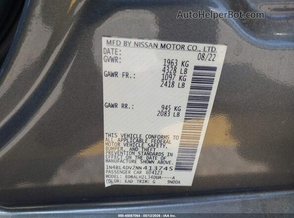 1N4BL4DV2NN413745 2022 NISSAN ALTIMA Серый Вид подкапотного пространства