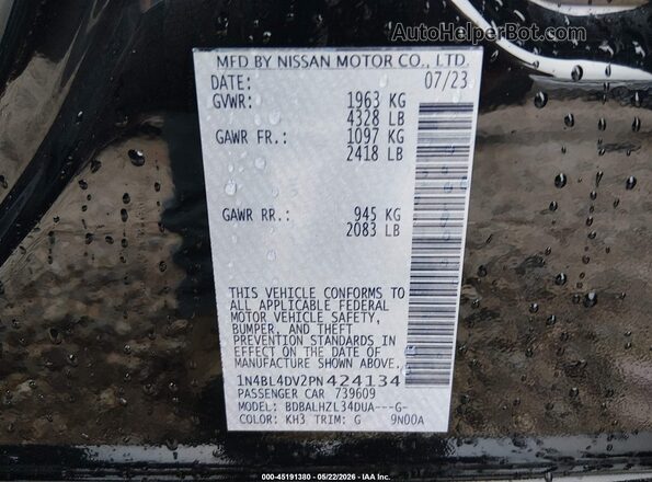 1N4BL4DV2PN424134 2023 NISSAN ALTIMA Black Widok komory silnika