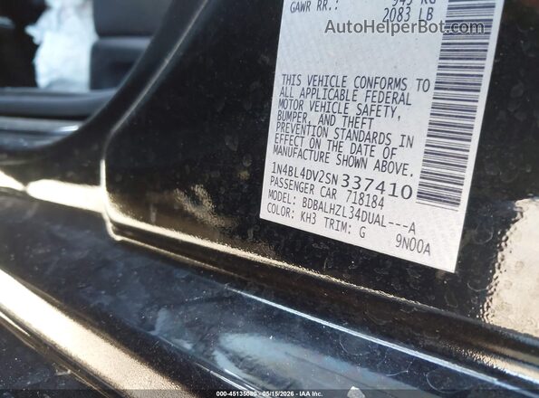 1N4BL4DV2SN337410 2025 NISSAN ALTIMA Black Շարժիչի բաժամունքի տեսք