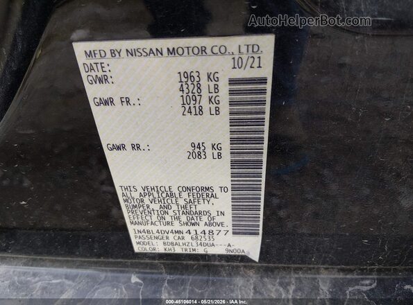 1N4BL4DV4MN414877 2021 NISSAN ALTIMA Черный Вид подкапотного пространства
