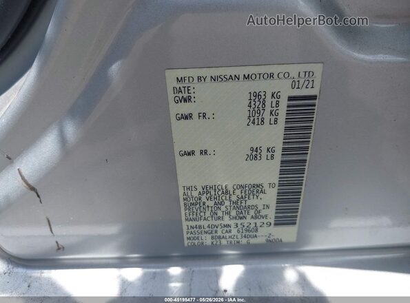 1N4BL4DV5MN352129 2021 NISSAN ALTIMA Серебряный 