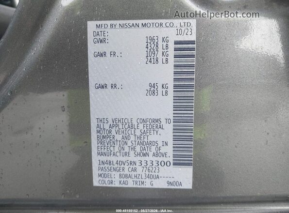 1N4BL4DV5RN333300 2024 NISSAN ALTIMA Gray Engine compartment view