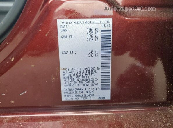 1N4BL4DV6RN319793 2024 NISSAN ALTIMA Burgundy 