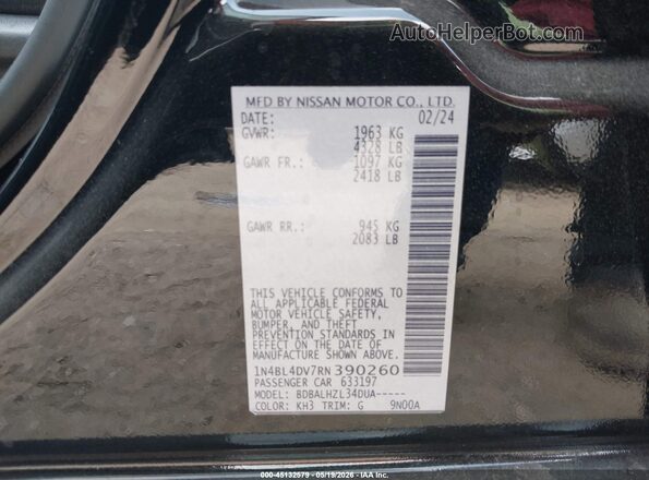 1N4BL4DV7RN390260 2024 NISSAN ALTIMA Black Widok komory silnika
