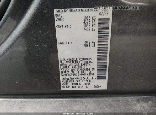 1N4BL4DVXPN358335 2023 NISSAN ALTIMA Gray Engine compartment view