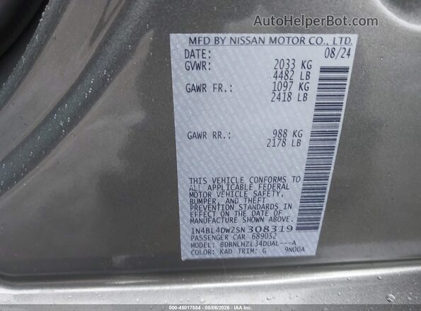 1N4BL4DW2SN308319 2025 NISSAN ALTIMA Gray 