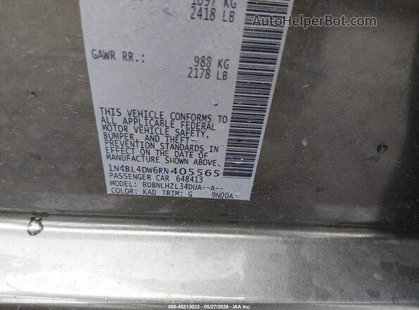 1N4BL4DW6RN405565 2024 NISSAN ALTIMA Blue Engine compartment view