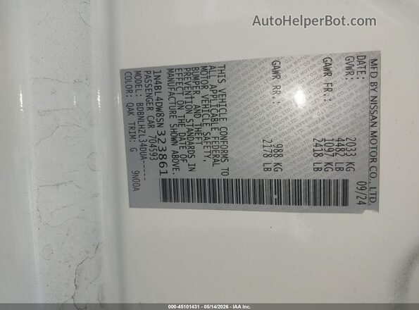 1N4BL4DW8SN323861 2025 NISSAN ALTIMA Белый 