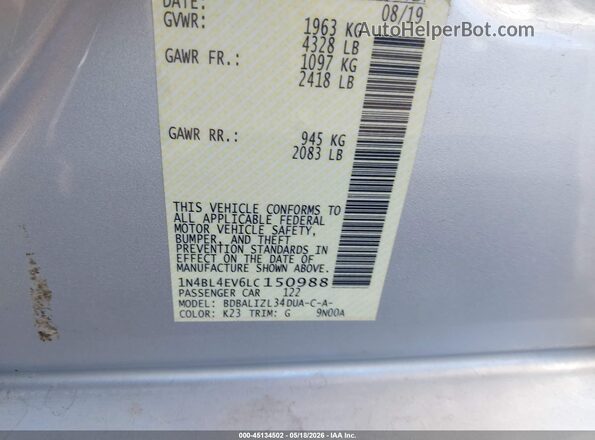 1N4BL4EV6LC150988 2020 NISSAN ALTIMA Gray Widok komory silnika