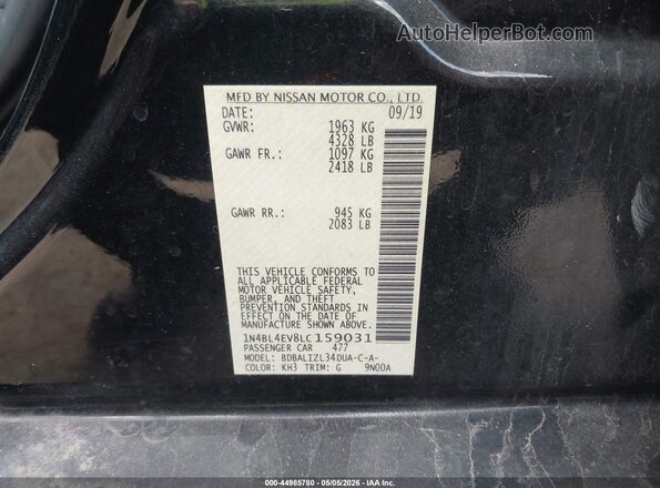1N4BL4EV8LC159031 2020 NISSAN ALTIMA Black Widok komory silnika