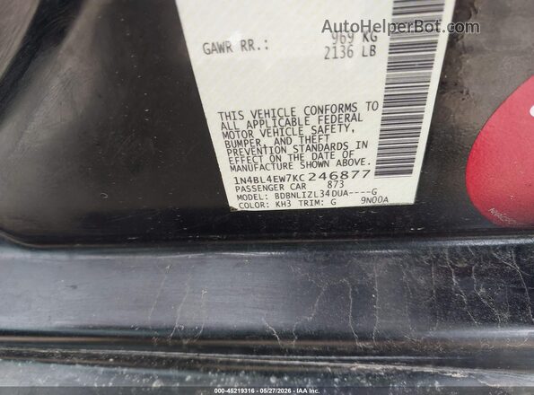 1N4BL4EW7KC246877 2019 NISSAN ALTIMA Black ძრავის განყოფილების ხედი