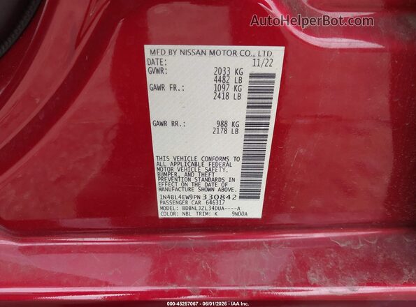 1N4BL4EW9PN330842 2023 NISSAN ALTIMA Burgundy Widok komory silnika