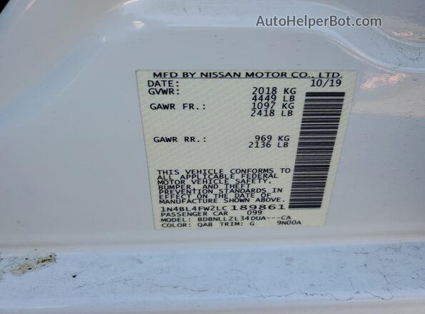 1N4BL4FW2LC189861 2020 NISSAN ALTIMA White 