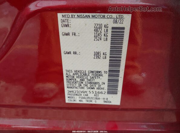 1N4CZ1CV6PC551662 2023 NISSAN LEAF Red Widok komory silnika