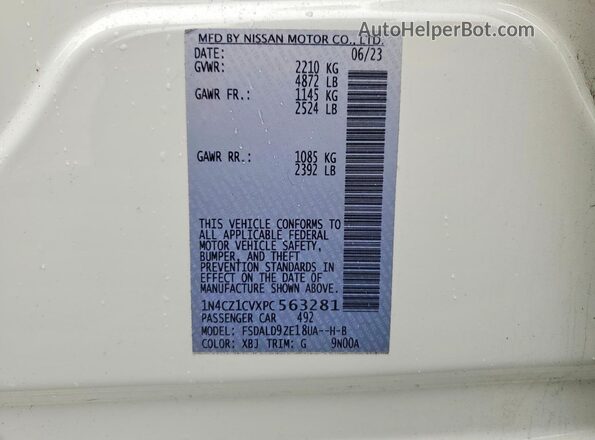 1N4CZ1CVXPC563281 2023 NISSAN LEAF White Vista del compartimento del motor